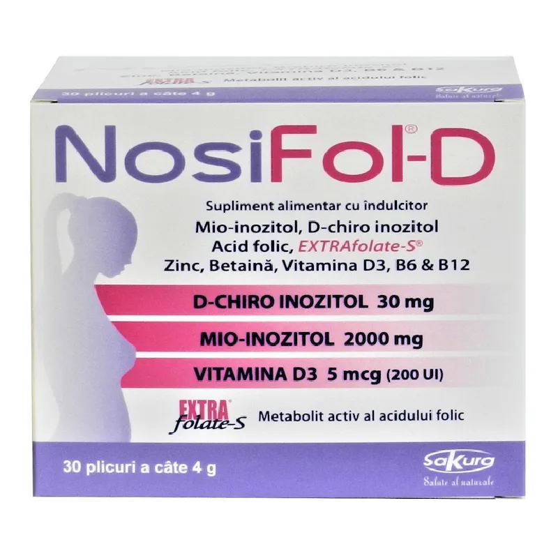 NosiFol-D cu Acid Folic, Zinc si Vitamina D3, 30 plicuri, Sakura — preț și oferte