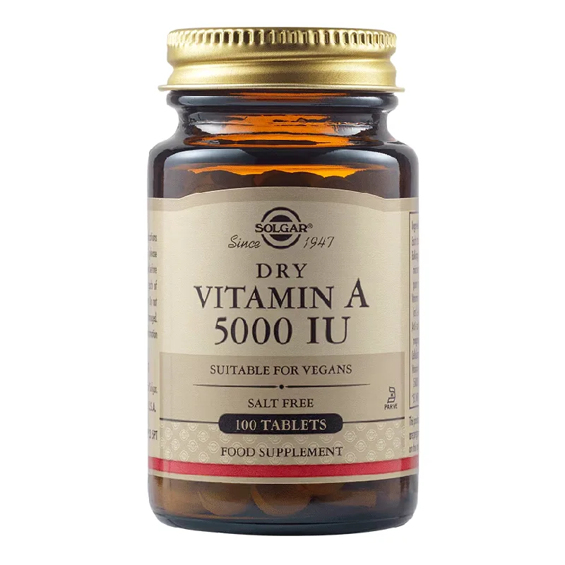 Vitamina A uscata, 5000 UI, 100 tablete, Solgar — preț și oferte