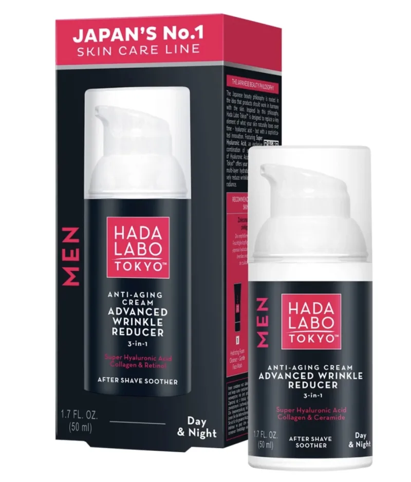 Cremă Anti-Îmbătrânire Zi/Noapte pentru Bărbați, 50 ml, Hada Labo Tokyo — preț și oferte