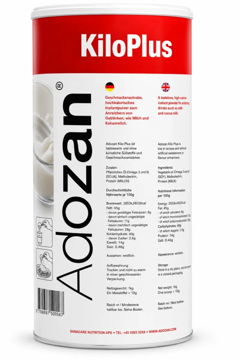 Pudră Hipercalorică KiloPlus, Fără Aromă, 10 g x 20 Plicuri, Adozan — preț și oferte