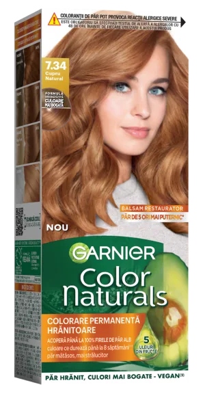 Vopsea de par permanenta Color Naturals 7.34 Cupru Natural, 112ml, Garnier