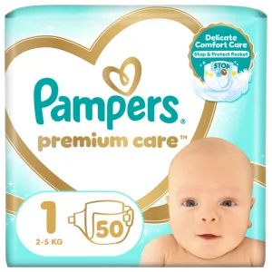 Scutece Premium Care Nr.1 pentru 2-5 kg, 50 bucati, Pampers