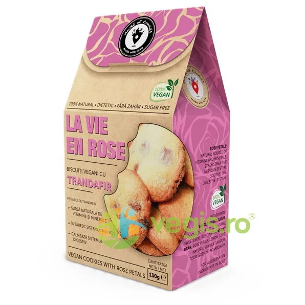 Biscuiti cu Petale de Trandafir fara Zahar Adaugat La Vie en Rose 130g THE COOKIES LAB — preț și oferte