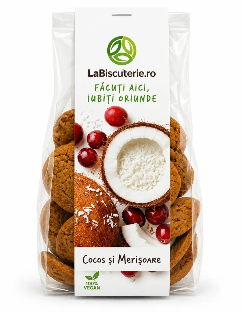 Biscuiți Vegani cu Cocos și Merișoare, 140 g, LaBiscuiterie — preț și oferte