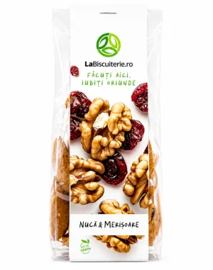 Biscuiți Vegani cu Nucă și Merișoare, 140 g, LaBiscuiterie