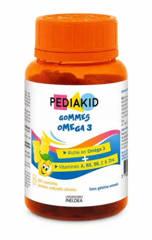 Omega 3 Jeleuri cu Aromă de Lămâie, 60 Bucăți, Pediakid