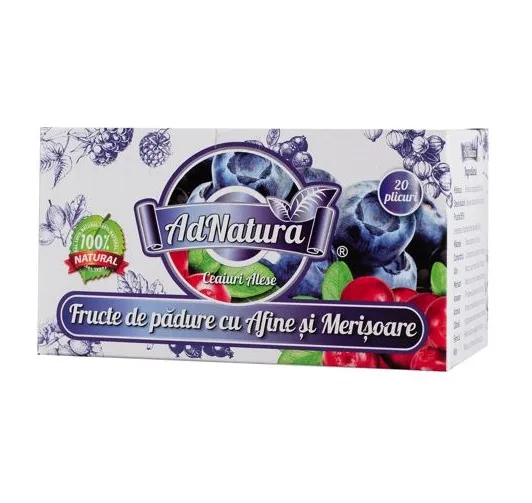 Ceai de fructe de padure cu afine si merisoare, 20 plicuri, AdNatura — preț și oferte