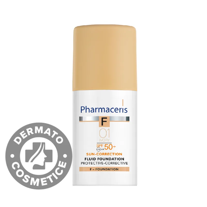 Fond de ten fluid Protective-Corective SPF50 01 Ivory F, 30ml, Pharmaceris — preț și oferte