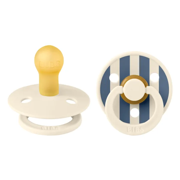 Set 2 suzete tetina rotunda din latex 0 luni+ Colour Studio Collection Stripe Ivory/Steel Blue, 1 bucata, Bibs — preț și oferte