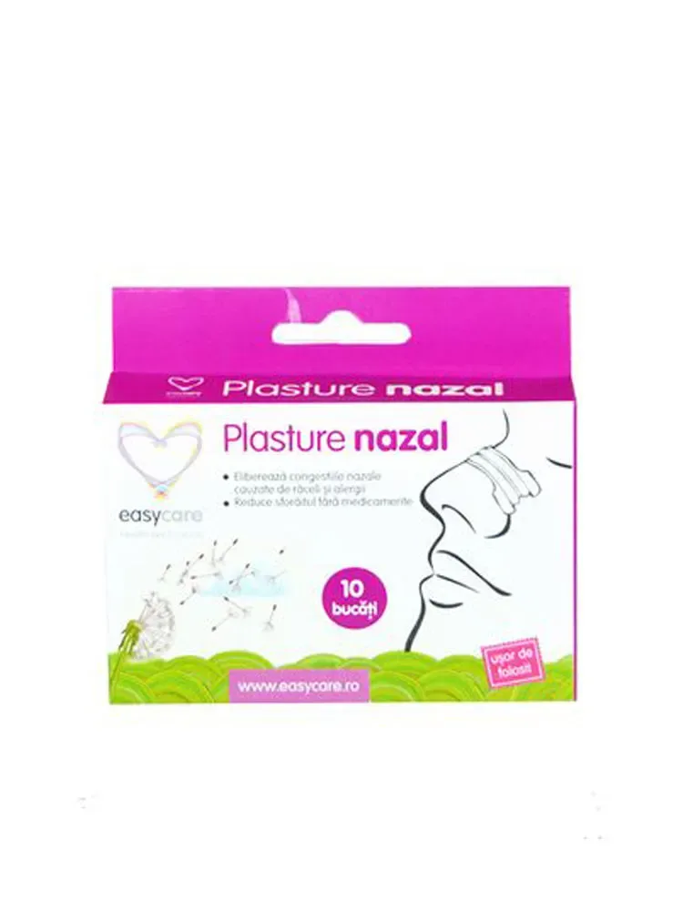 Plasture nazal pentru usurarea respiratiei 76 x 22mm, 10 bucati, EasyCare — preț și oferte