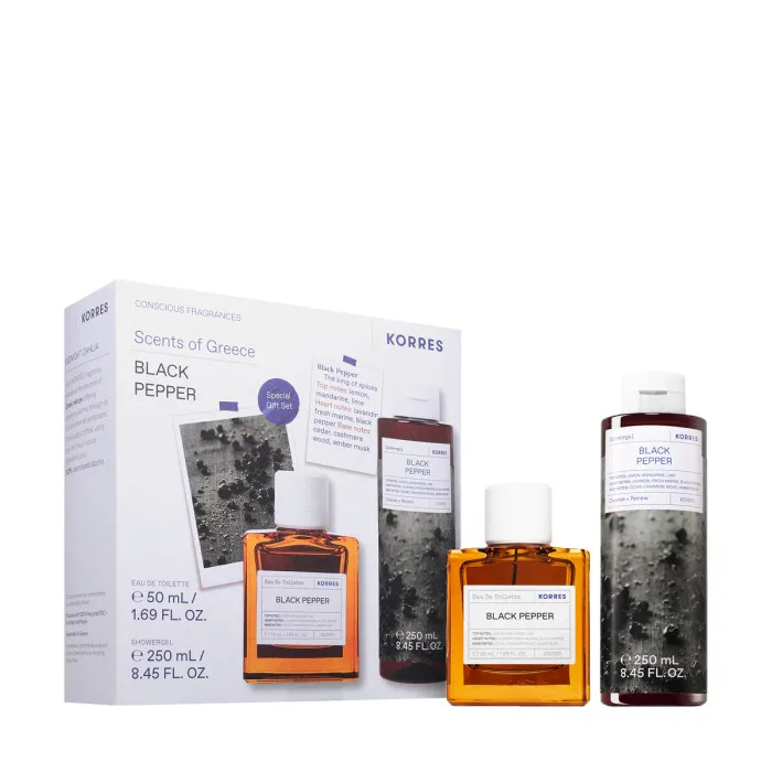 Pachet Black Pepper Apa de toaleta 50ml + Gel de dus 250ml, Korres — preț și oferte