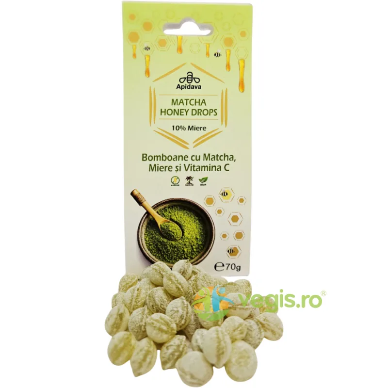 Bomboane cu Matcha, Miere si Vitamina C 70g Apidava Cosmetic Line — preț și oferte