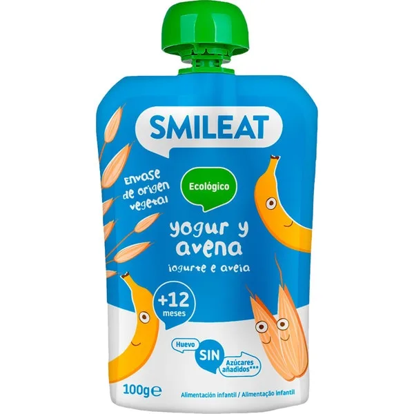 Piure din banane & iaurt si ovaz +12 luni Bio, 100g, Smileat — preț și oferte