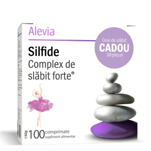 Alevia Pachet Silfide Complex de slabit forte 100 comprimate + Ceai de slabit 30 plicuri Cadou