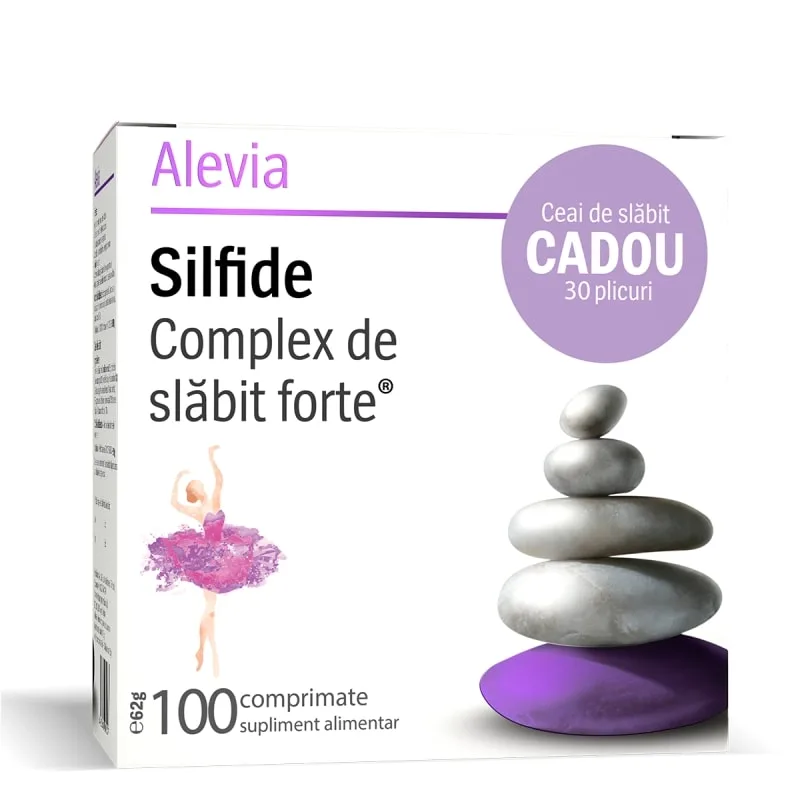 Alevia Pachet Silfide Complex de slabit forte 100 comprimate + Ceai de slabit 30 plicuri Cadou — preț și oferte