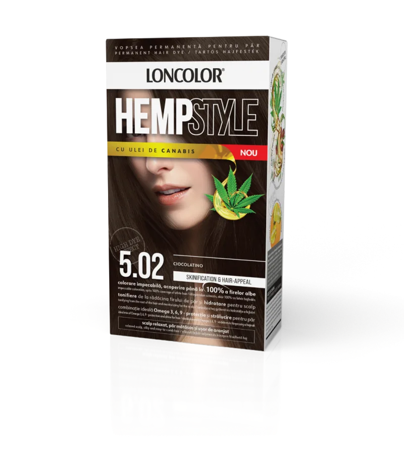 Vopsea de par permanenta HempStyle Nr. 5.02, 110ml, Loncolor — preț și oferte