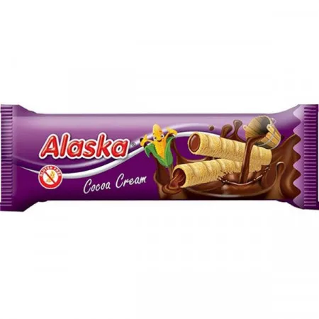Rulou din porumb umplut cu crema de cacao, 18g, Alaska — preț și oferte