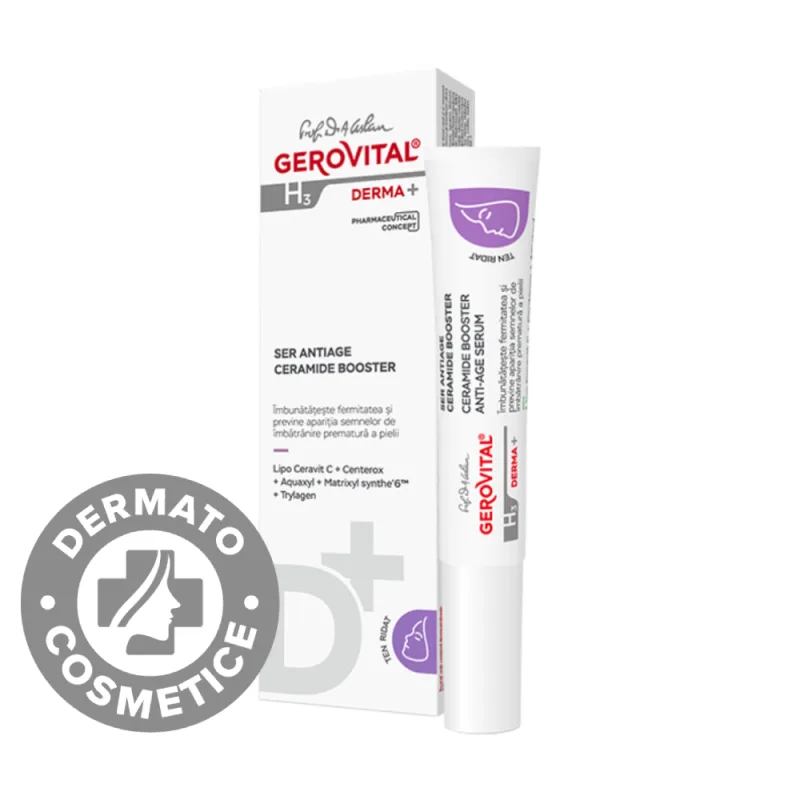 Ser antiage Ceramide Booster H3 Derma+, 15ml, Gerovital — preț și oferte