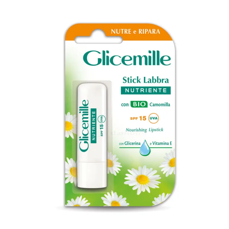 Balsam de buze nutritiv cu glicerina, musetel bio si aloe vera SPF15, 5,5ml, Glicemille — preț și oferte