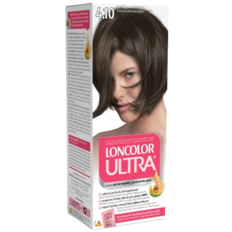 Vopsea de par permanenta Ultra Nr. 4.10, 110ml, Loncolor — preț și oferte