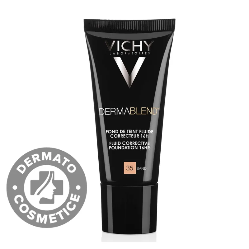 Fond de ten corector fluid rezistenta 16h SPF28 ten normal sau uscat Dermablend 35, 30ml, Vichy — preț și oferte