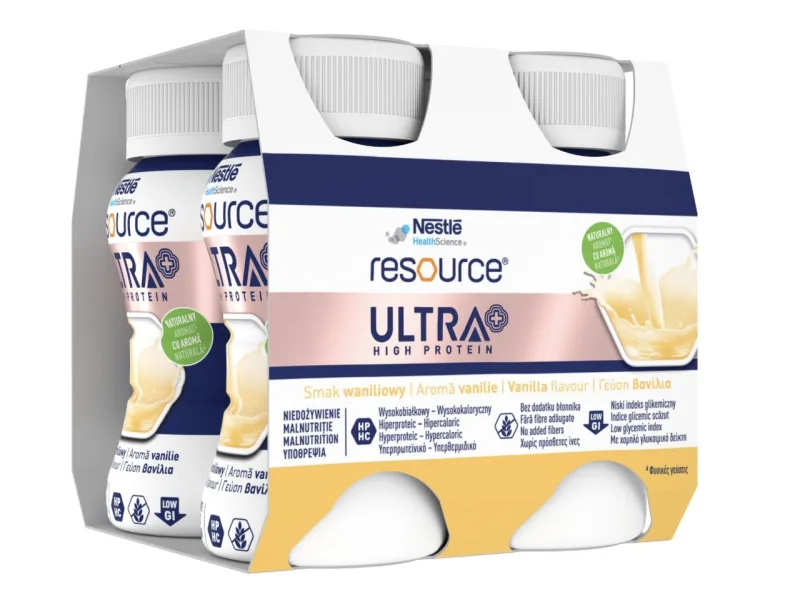 Nestlé Resource® Ultra+ High Protein cu Aromă de Vanilie, 4 x 125 ml — preț și oferte