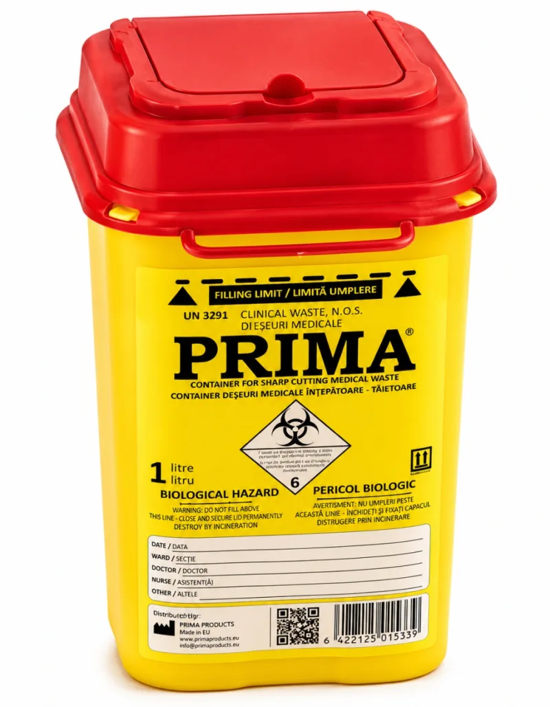 Recipient din Plastic pentru Deșeuri Medicale, 1 L, Med Tehnica — preț și oferte