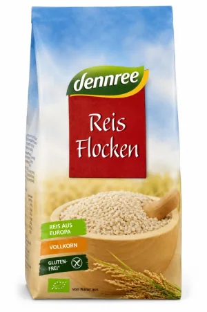Fulgi Integrali de Orez Fără Gluten Eco, 500 g, Dennree