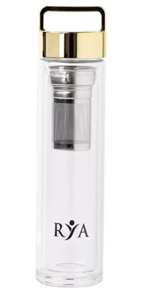 Sticlă Borosilicată cu Infuzor și Capac Auriu, Rya Vita