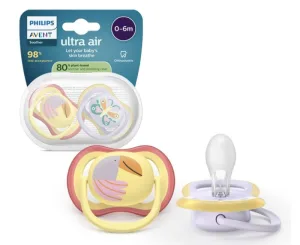 AVENT Suzete din Silicon Ultra Air Multicolor 0-6 Luni, 2 Bucăți, SCF087/04
