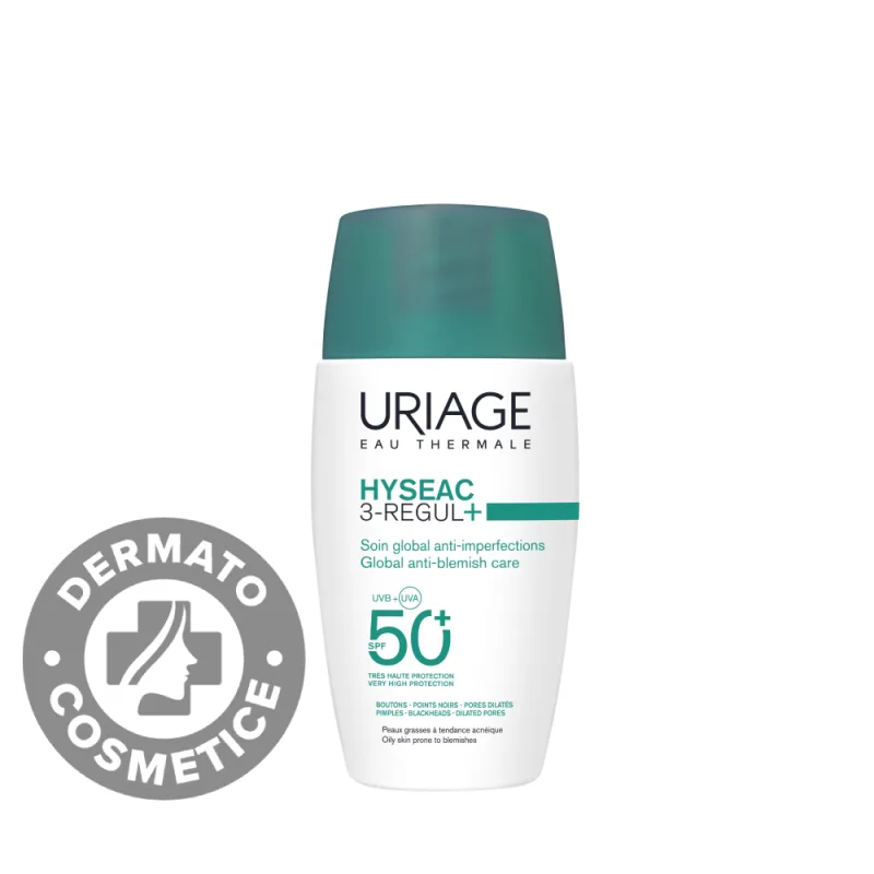 Crema pentru tenul predispus la acnee cu protectie solara SPF50+ Hyseac 3-Regul+, 50ml, Uriage — preț și oferte