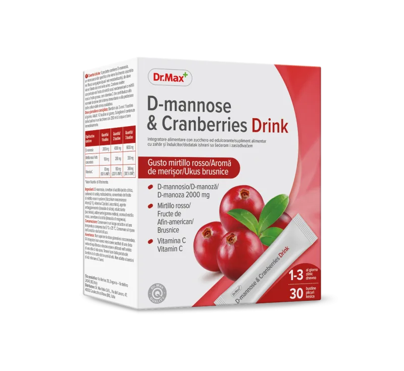 Dr.Max Bautura Cranberries & D-Mannose, 30 plicuri — preț și oferte