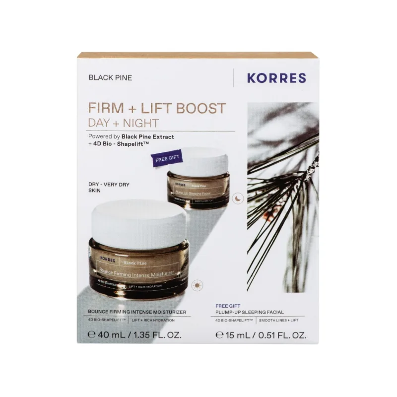 Set BlackPine Crema de zi pentru ten uscat 40ml + Crema de noapte 15ml, Korres — preț și oferte
