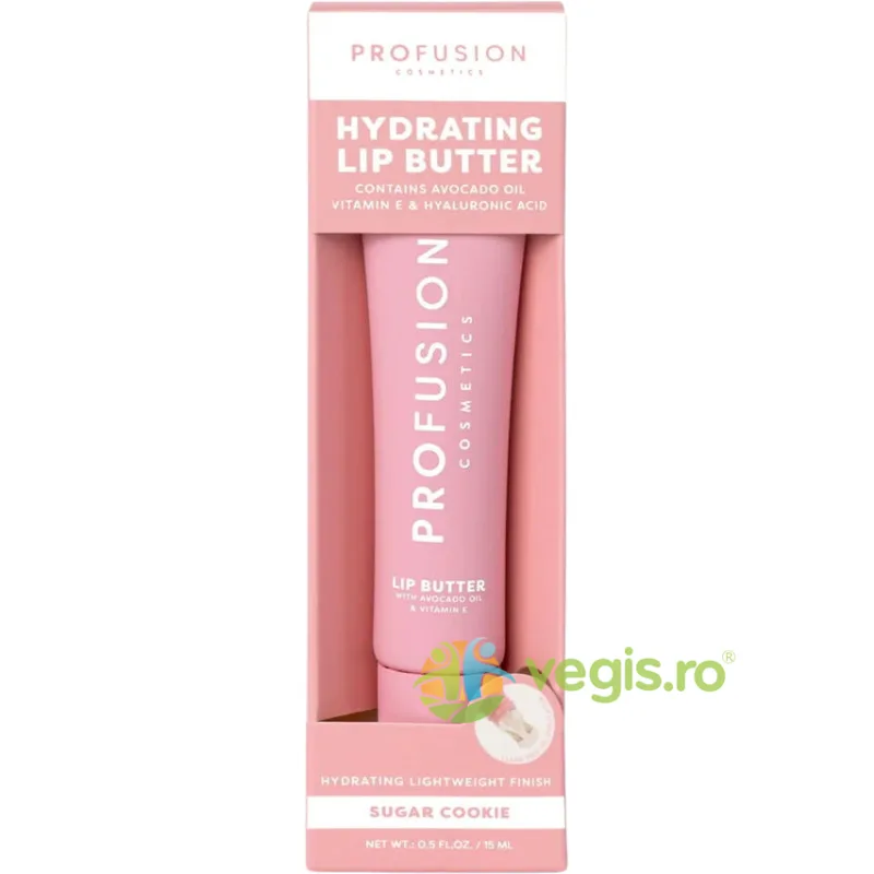 Gloss Hidratant pentru Buze cu Ulei de Avocado, Vitamina E si Acid Hialuronic Nuanta Sugar Cookie 15ml PROFUSION COSMETICS — preț și oferte