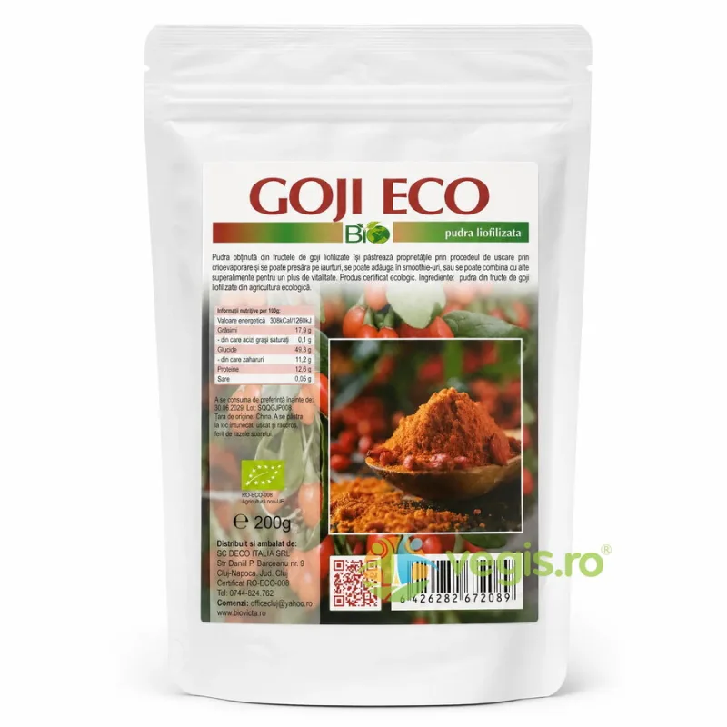 Goji Pudra Liofilizata Ecologic/Bio 200g Deco Italia — preț și oferte