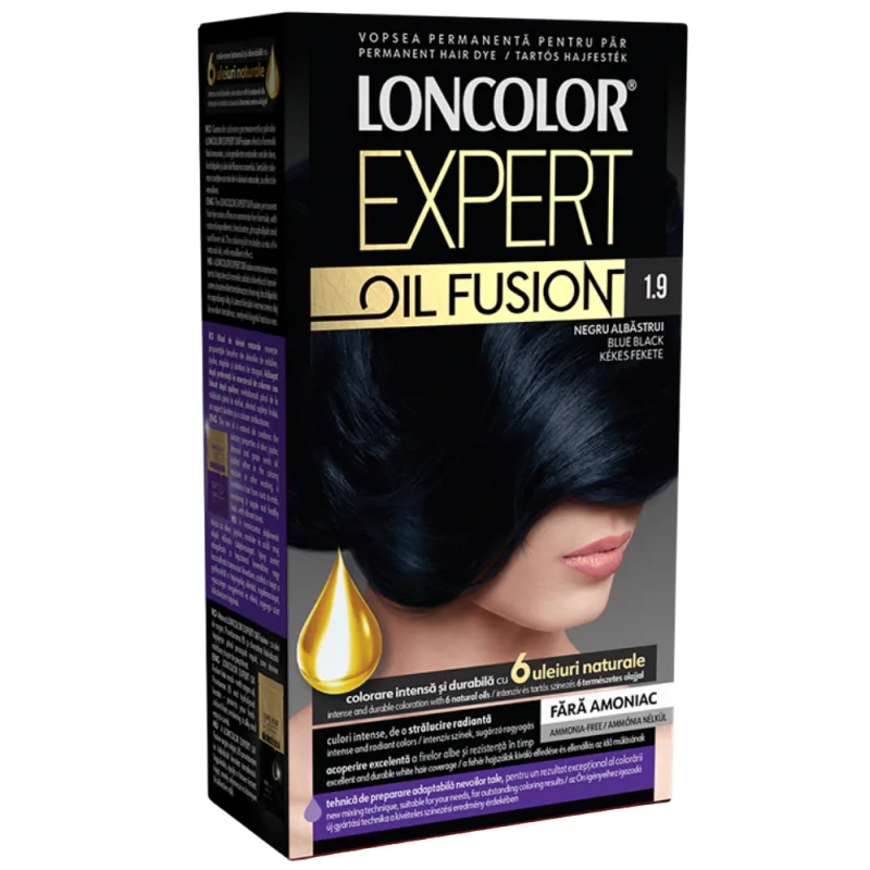 Vopsea de par permanenta Expert Oil Fusion Nr. 1.9, 115ml, Loncolor — preț și oferte
