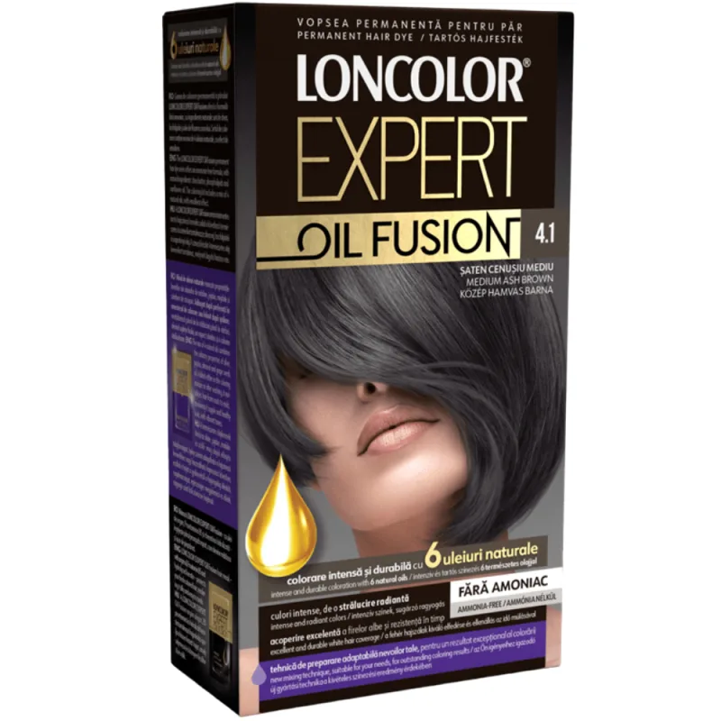 Vopsea de par permanenta Expert Oil Fusion Nr. 4.1, 115ml, Loncolor — preț și oferte