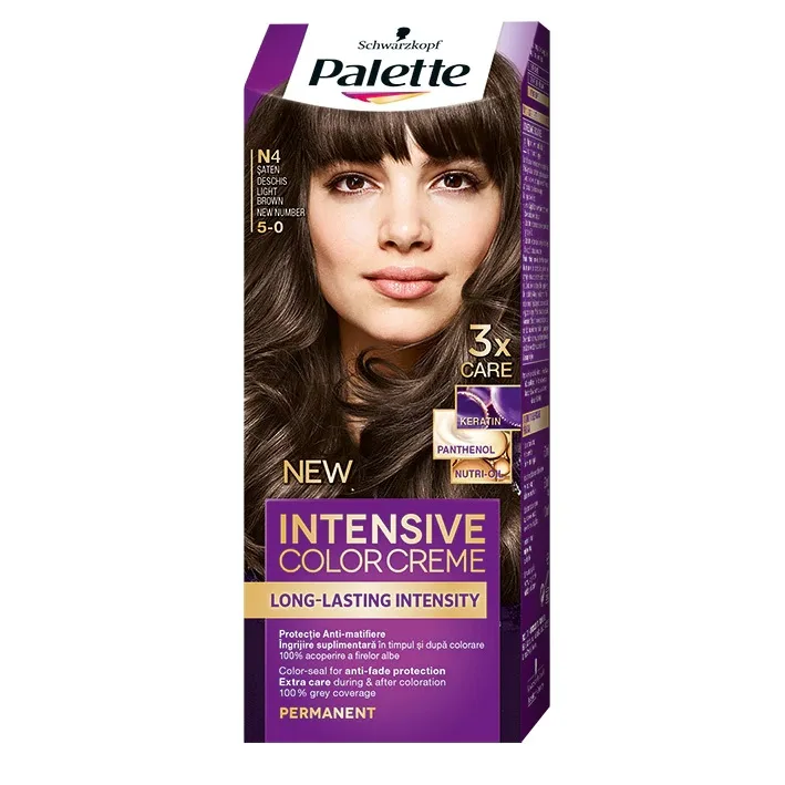 Vopsea crema permanenta Palette Intensive N4 (5-0) Saten deschis, 110ml, Schwarzkopf — preț și oferte