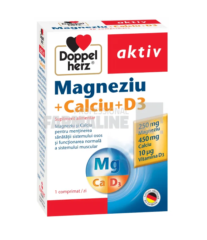 Doppelherz Aktiv Magneziu + Calciu + D3 30 comprimate — preț și oferte