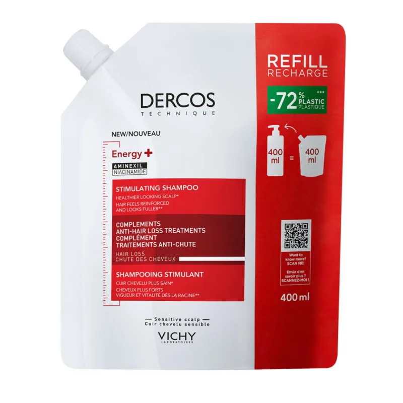 Rezerva eco sampon cu actiune energizanta Dercos Energy+, 400 ml, Vichy — preț și oferte