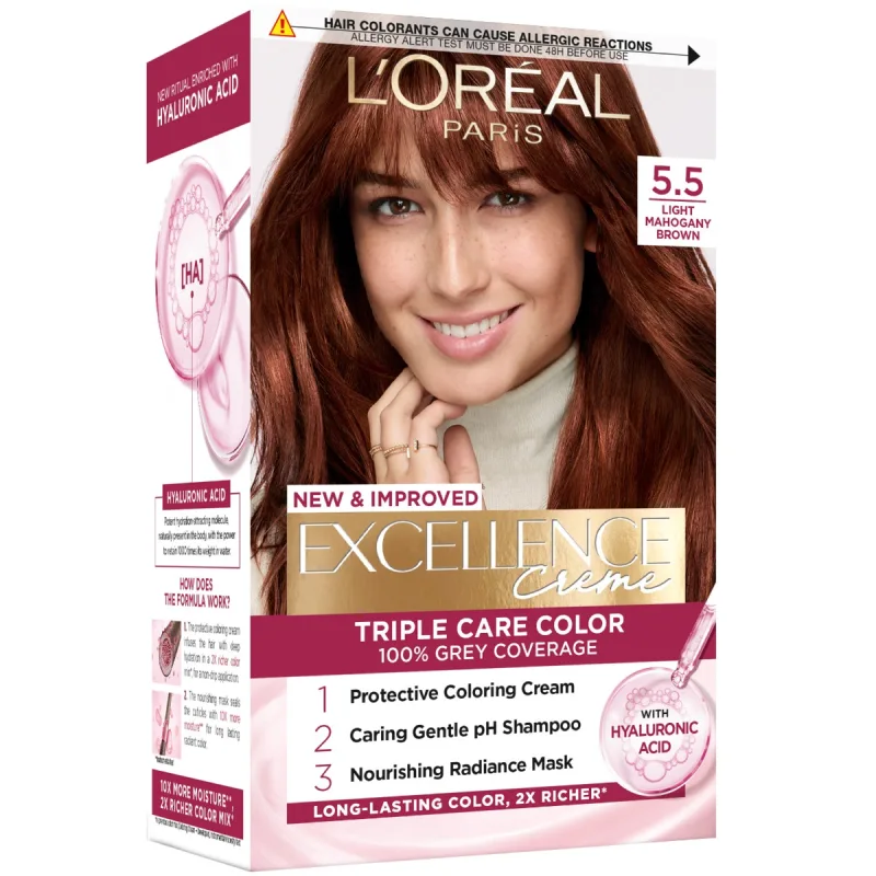 Vopsea de par permanenta Excellence Creme 500 Saten Deschis Acaju, 192ml, L'Oreal Paris — preț și oferte