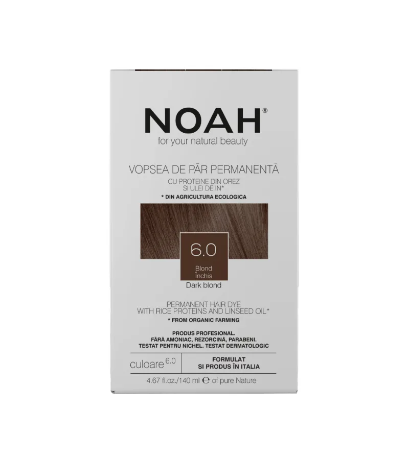 Vopsea de par naturala Blond inchis 6.0, 140ml, Noah — preț și oferte