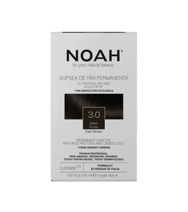 Vopsea de par naturala Saten inchis (3.0), 140ml, Noah — preț și oferte