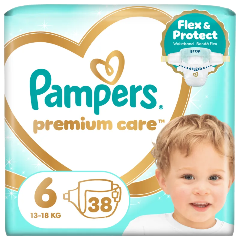 Scutece Premium Care marimea6 13+ kg, 38 bucati, Pampers — preț și oferte
