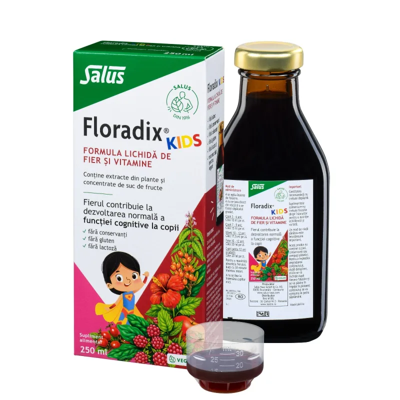 Formula lichida de fier si vitamine Floradix Kids, 250ml, Salus Salus Haus — preț și oferte