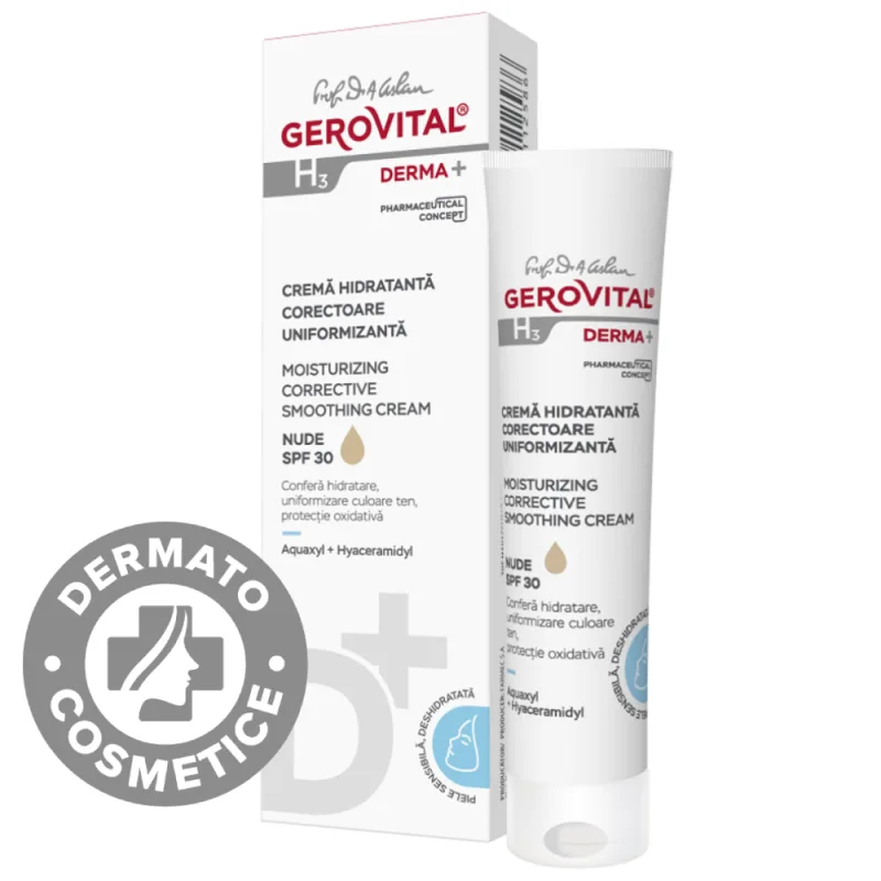 Crema hidratanta corectoare uniformizanta GH3 Derma+, 30ml, Gerovital — preț și oferte