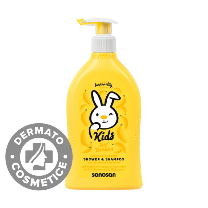Gel de dus si sampon 2in1 cu aroma de banane, 400ml, Sanosan — preț și oferte