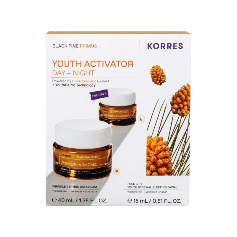 Pachet Black Pine Primus Crema de zi 40ml + Crema de noapte 15ml, Korres — preț și oferte