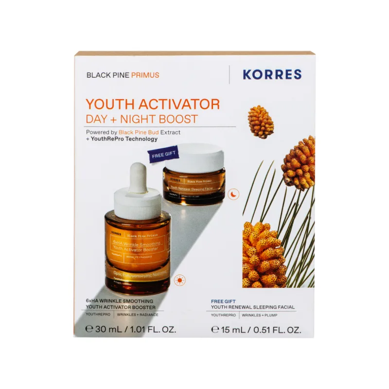 Pachet Ser Black Pine Primus 30ml + Crema de noapte 15ml, Korres — preț și oferte