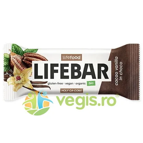 Baton cu Cacao si Vanilie Invelit in Ciocolata Ecologic/Bio 40g LIFEFOOD — preț și oferte